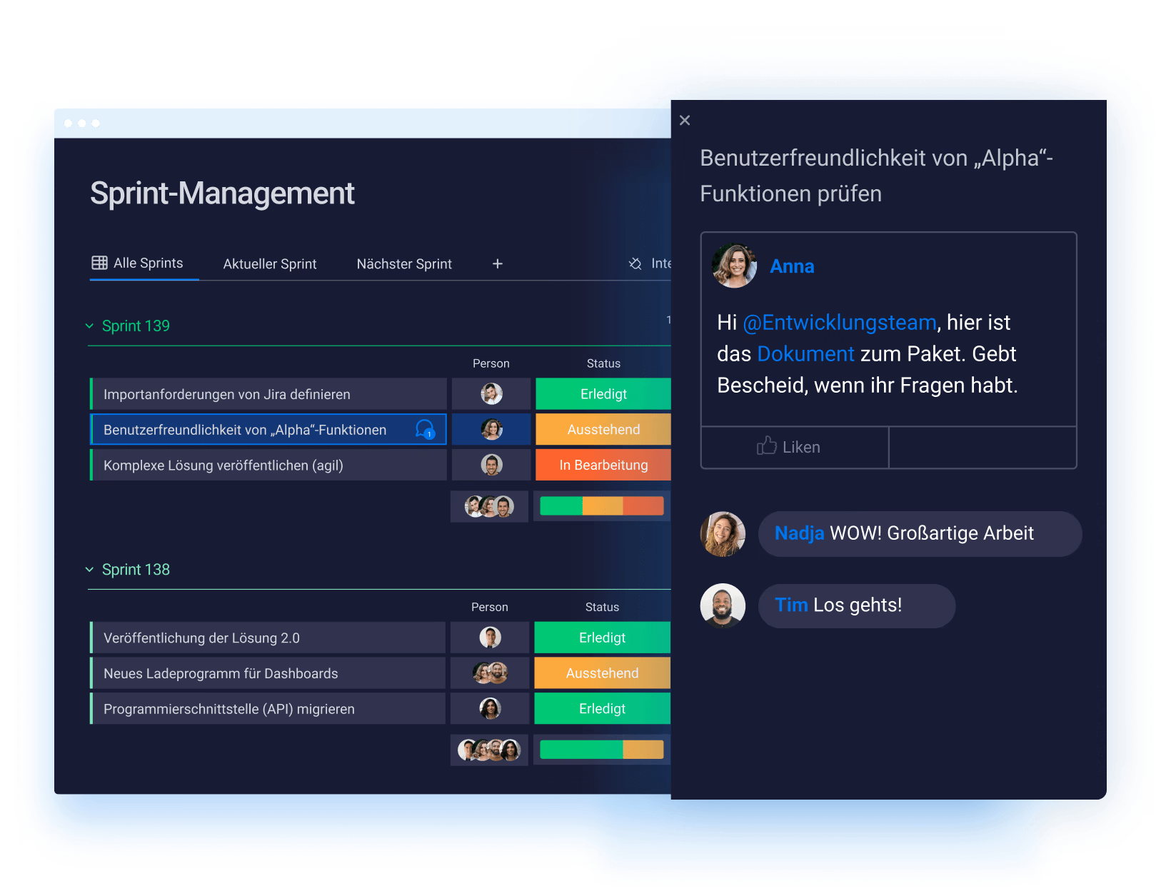 monday dev Sprint Management Kommentieren