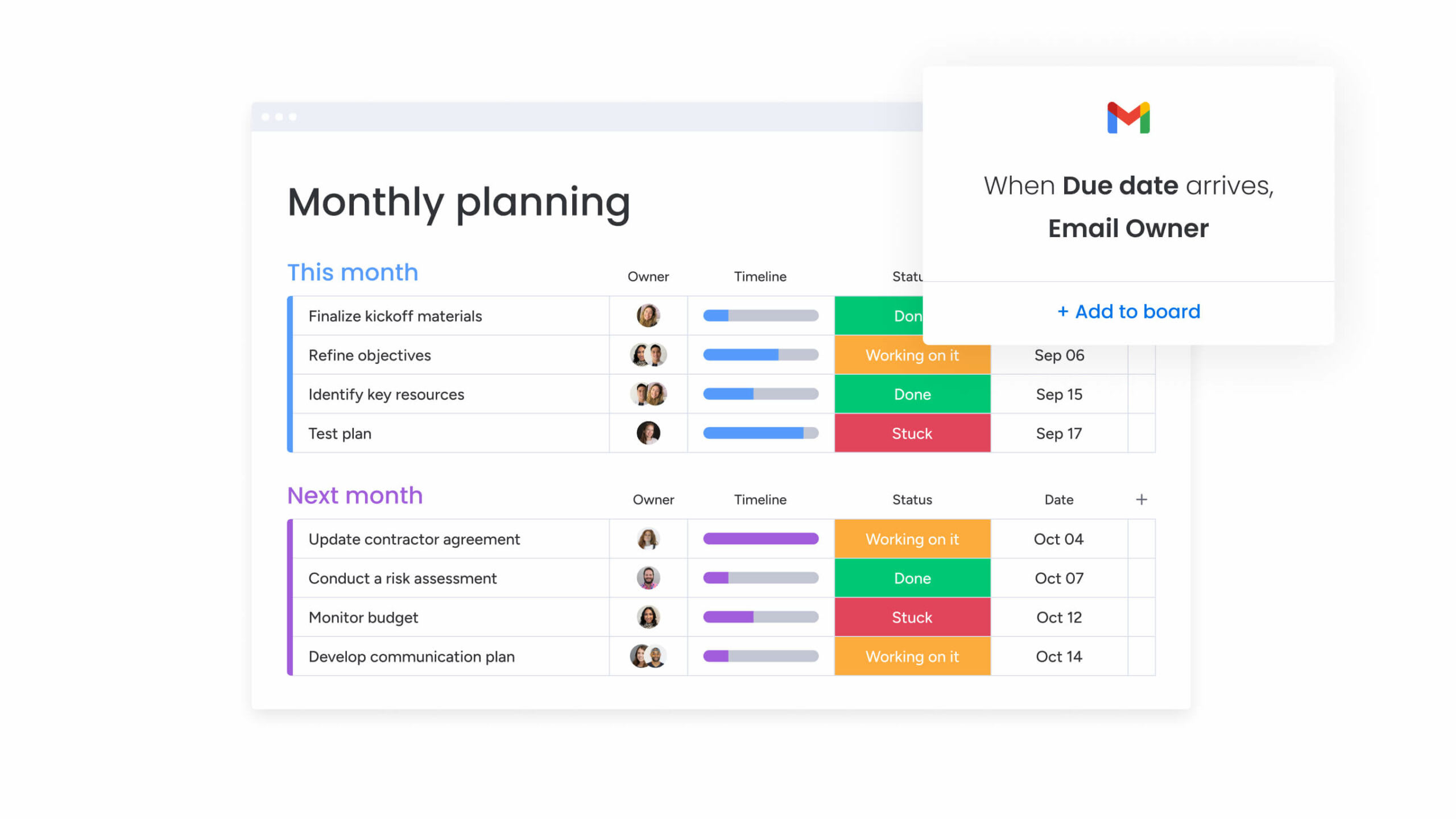 monthly planning in monday