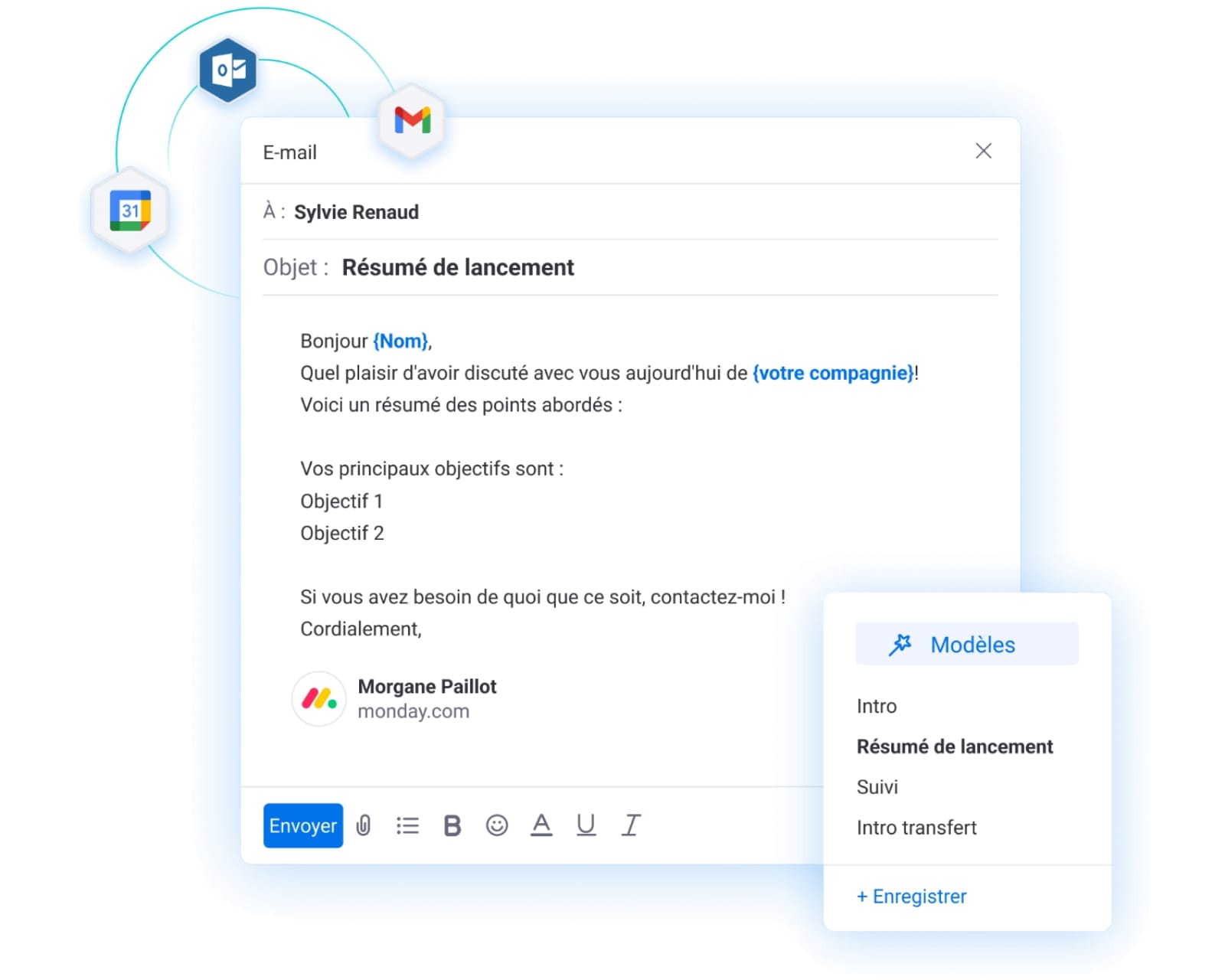 Automatisez facilement l'envoi de notifications ou de rappels avec monday CRM