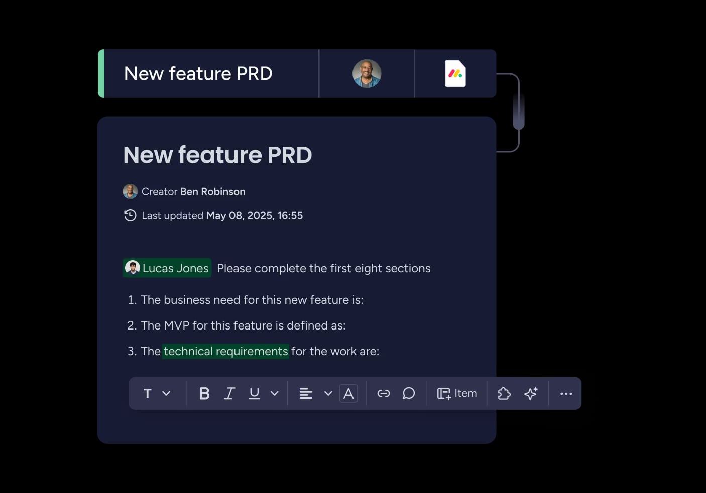 monday dev provides collaboration features to facilitate communication between team members and stakeholders during the discovery process.