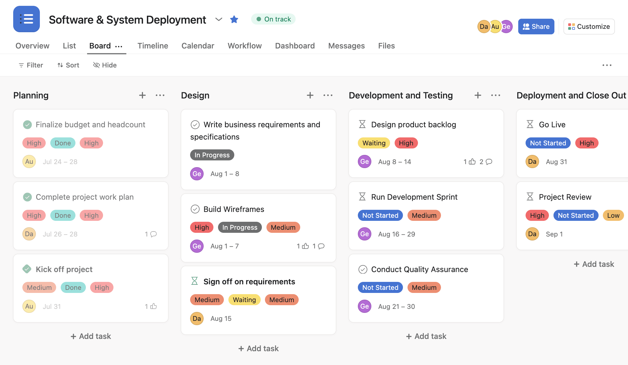 Asana's Kanban tools help to streamline work, enhance transparency, and support continuous improvement for teams of any size.