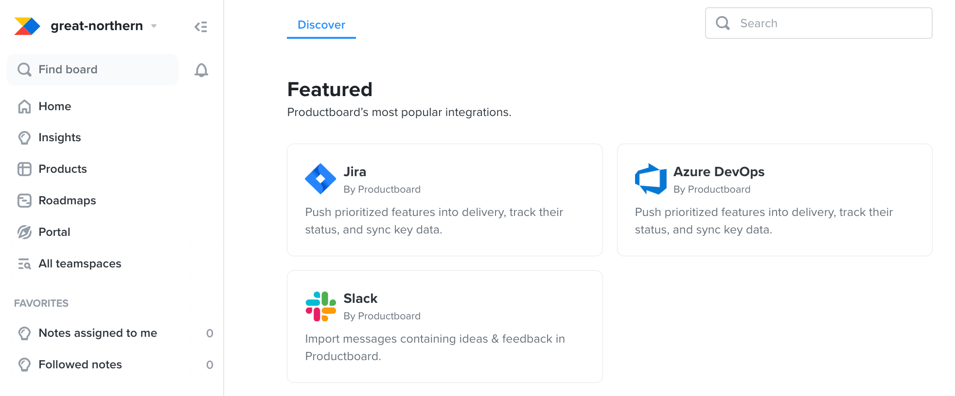 Productboard integrates with hundreds of systems via APIs and automation platforms, focusing on consolidating customer feedback and pushing priorities to development.