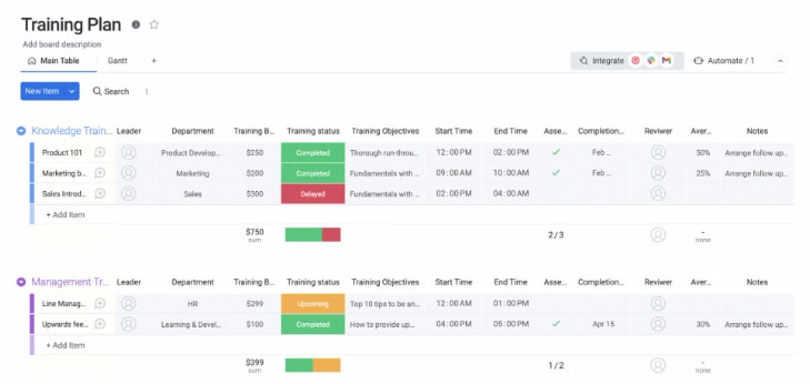 training plan template