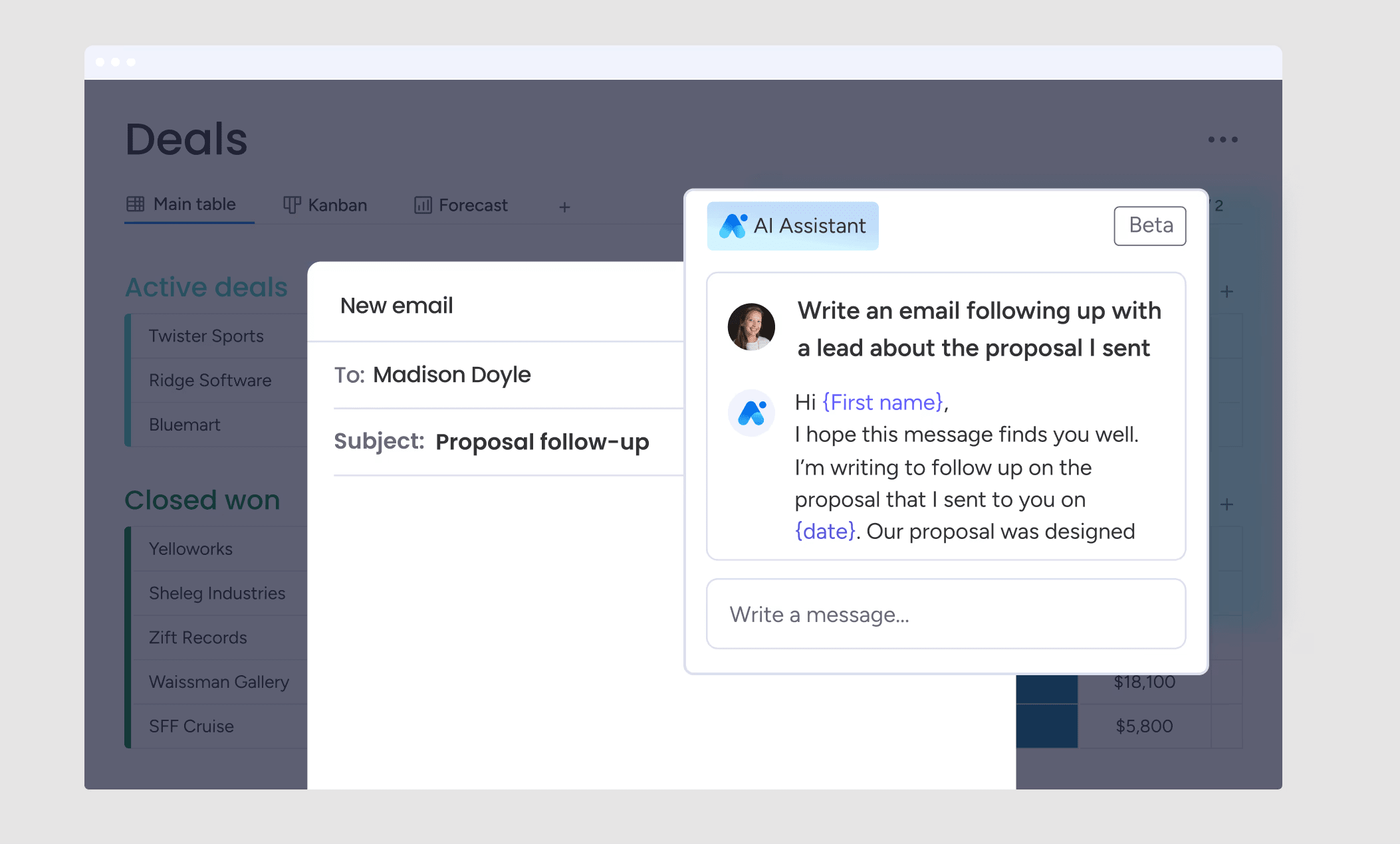 monday crm ai email composer