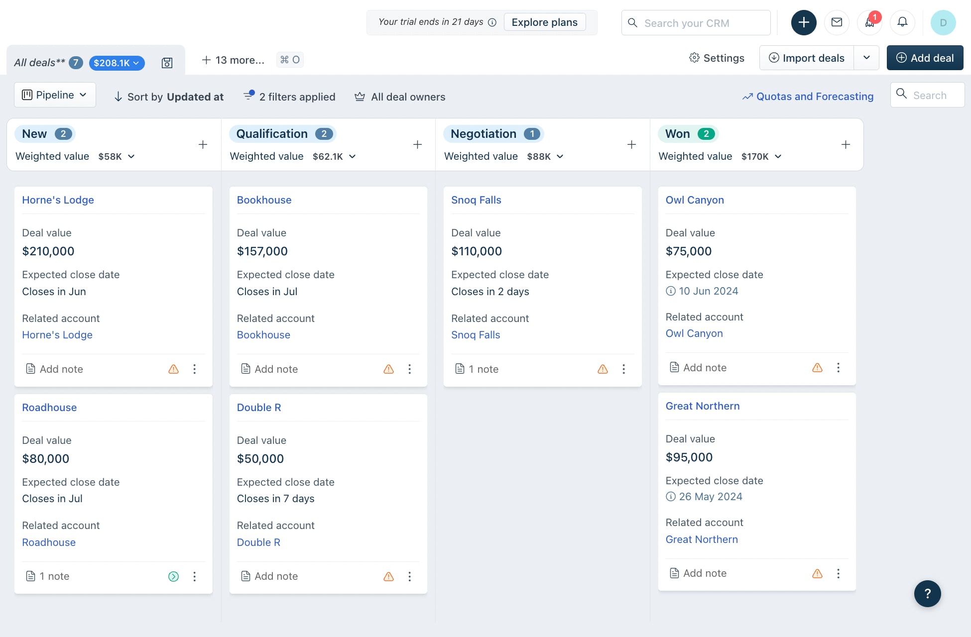 freshsales crm pipeline view