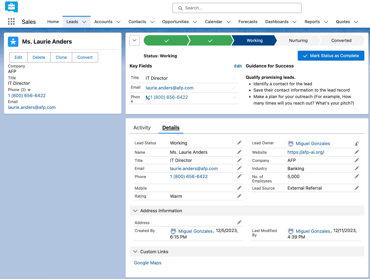 CRM for call centers salesforce