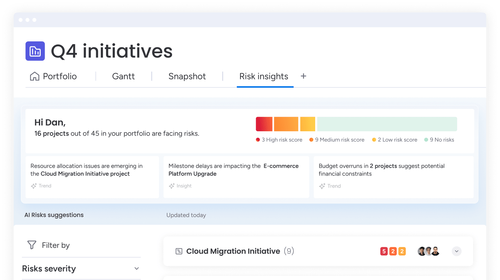 risk insights dashboard on monday enterprise work management
