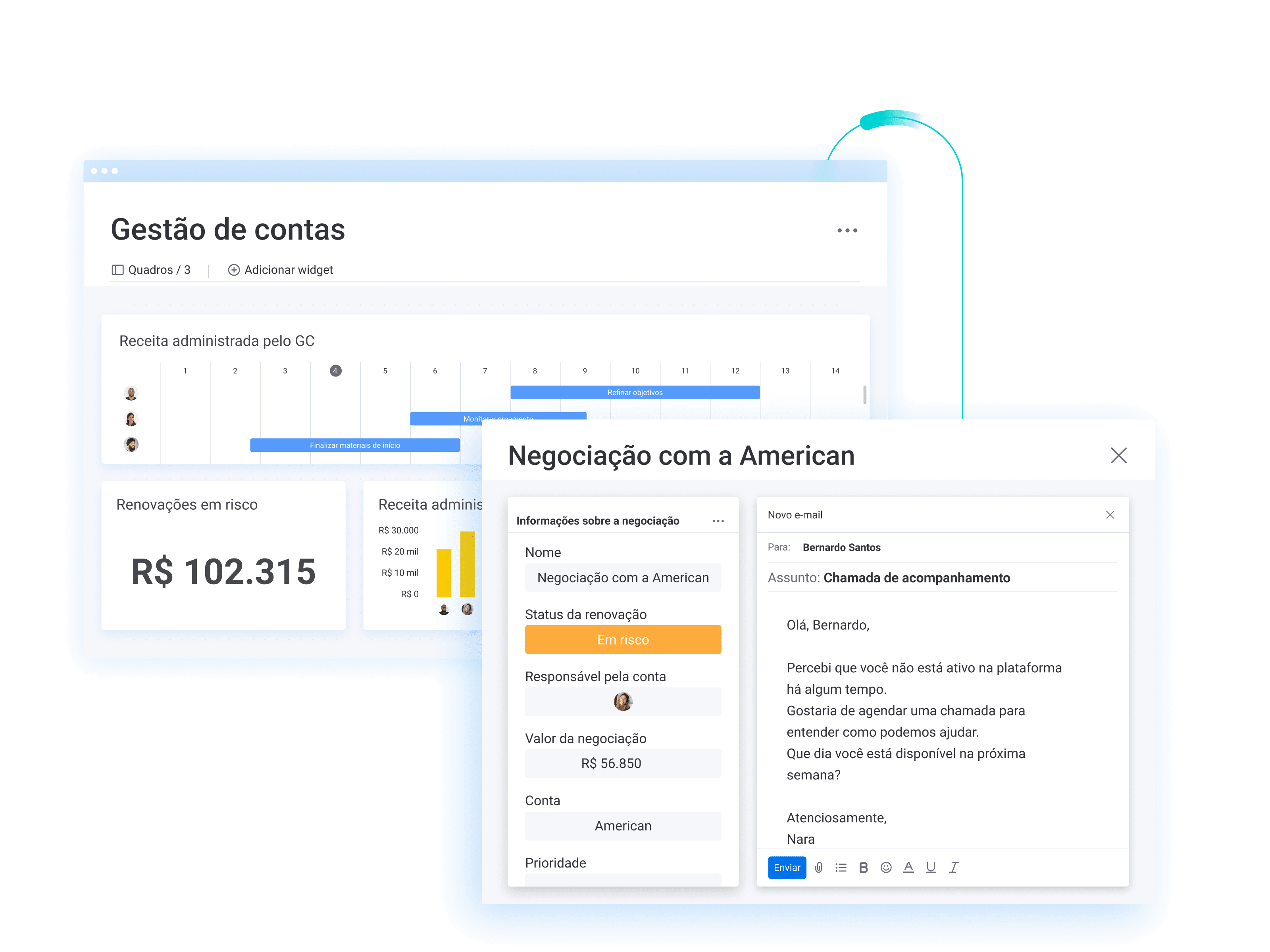 Gestão de contas no monday CRM