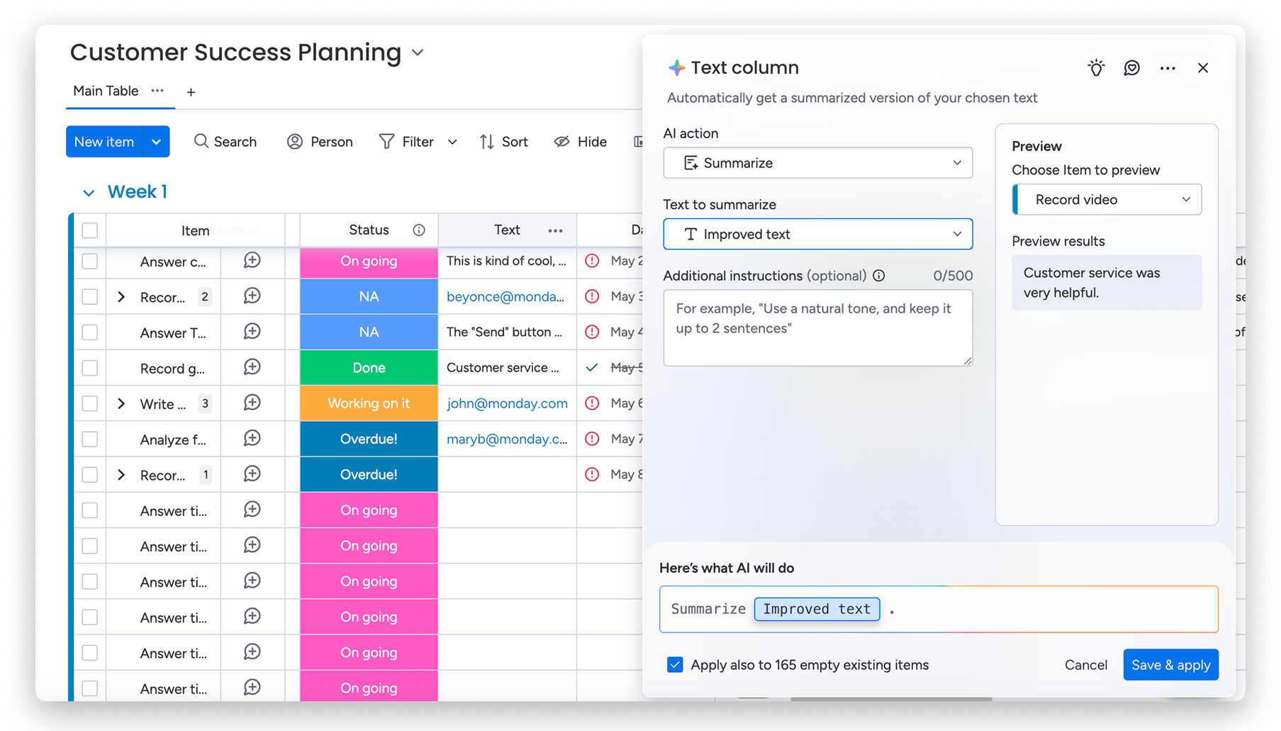 ai summarization monday crm