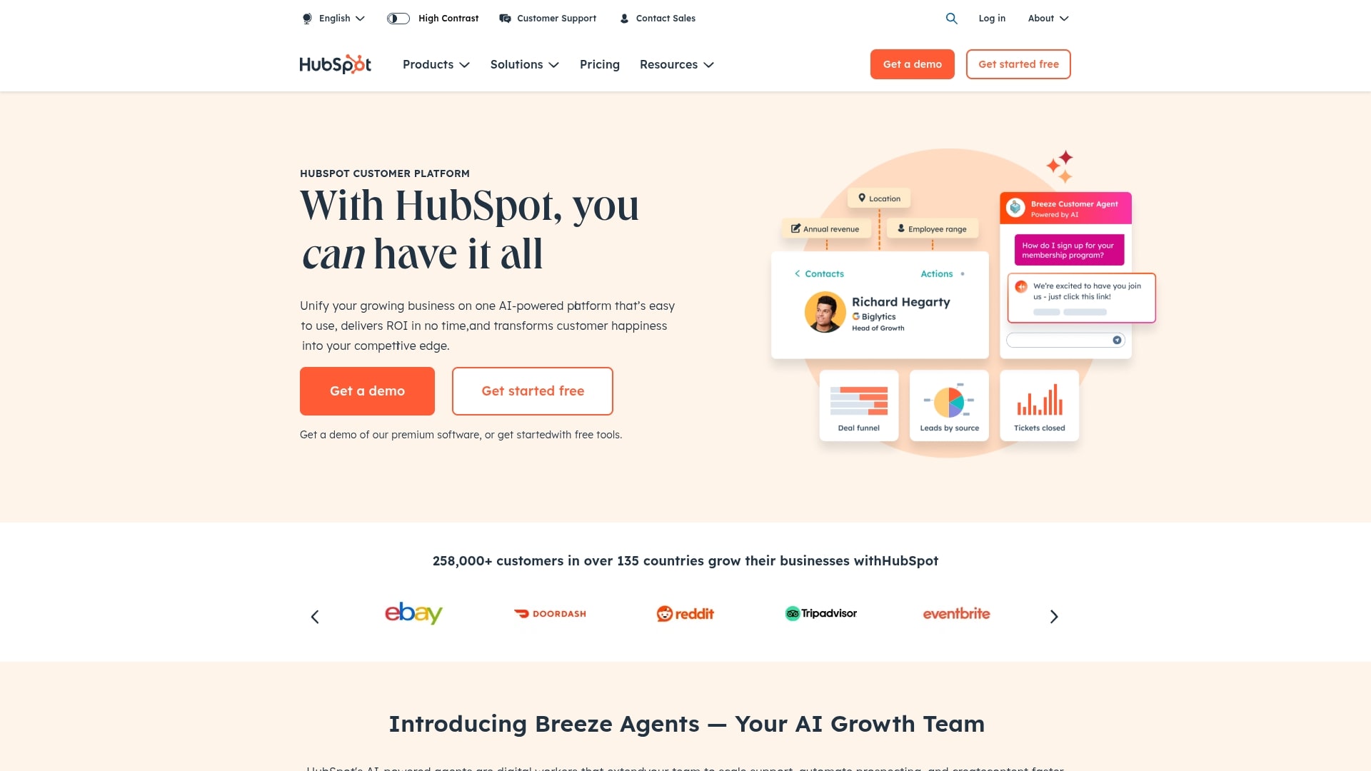 단일 CRM 소스를 기반으로 하는 Hubspot