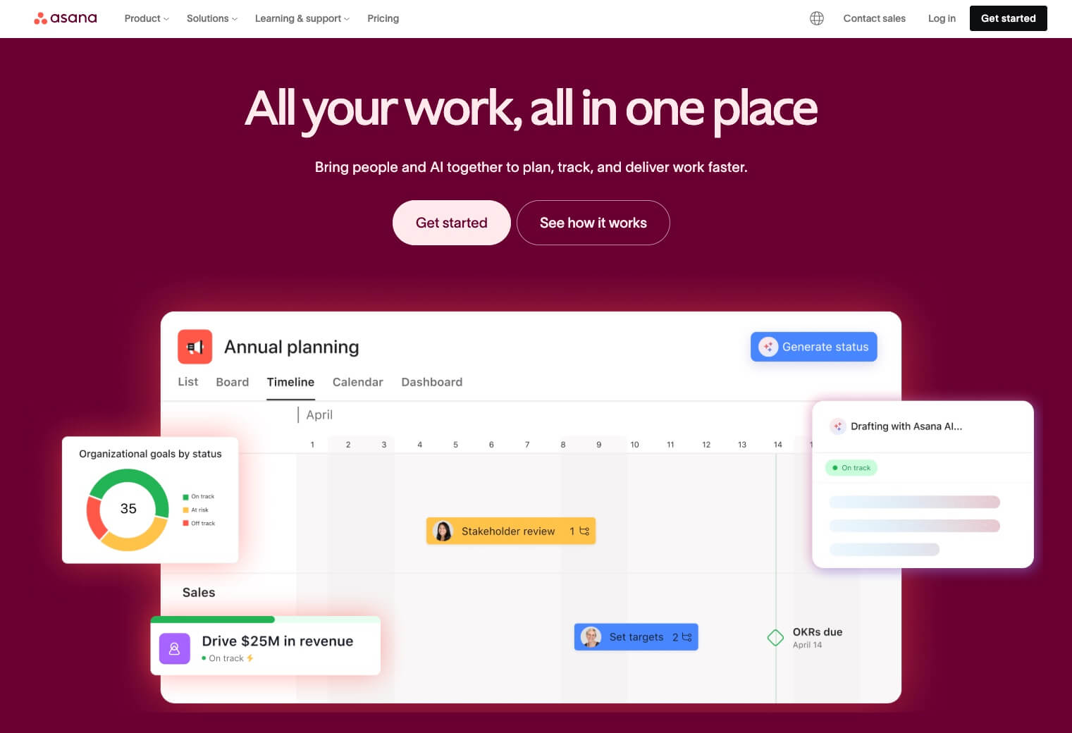 asana homepage