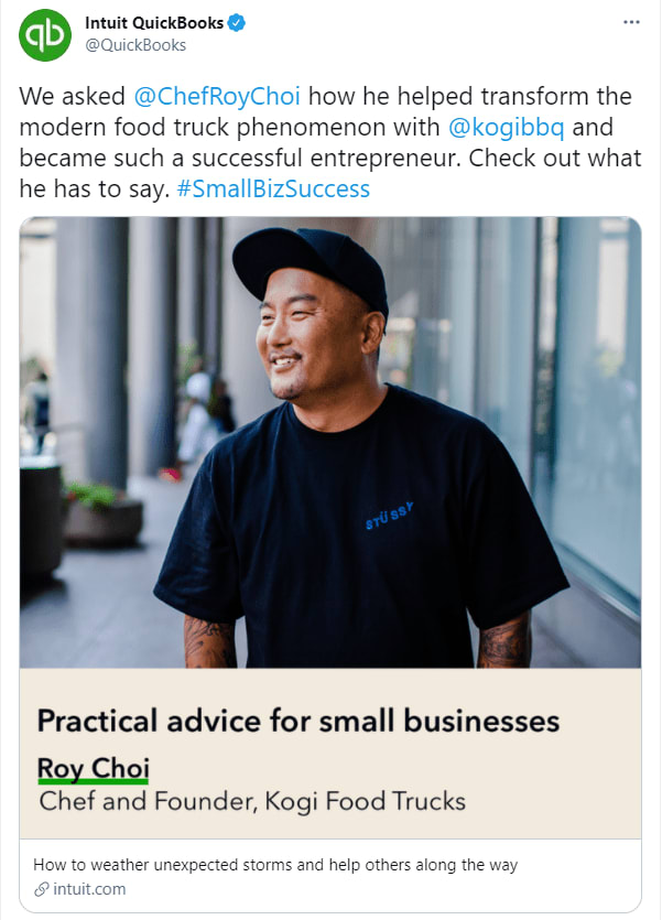 Intuit QuickBooks의 트위터 스크린샷