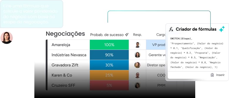 Criador de fórmulas do monday CRM