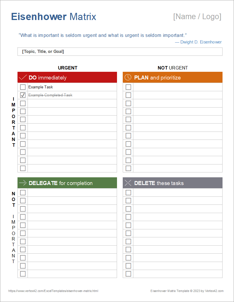 Eisenhower Matrix Template: Free Prioritization Tools