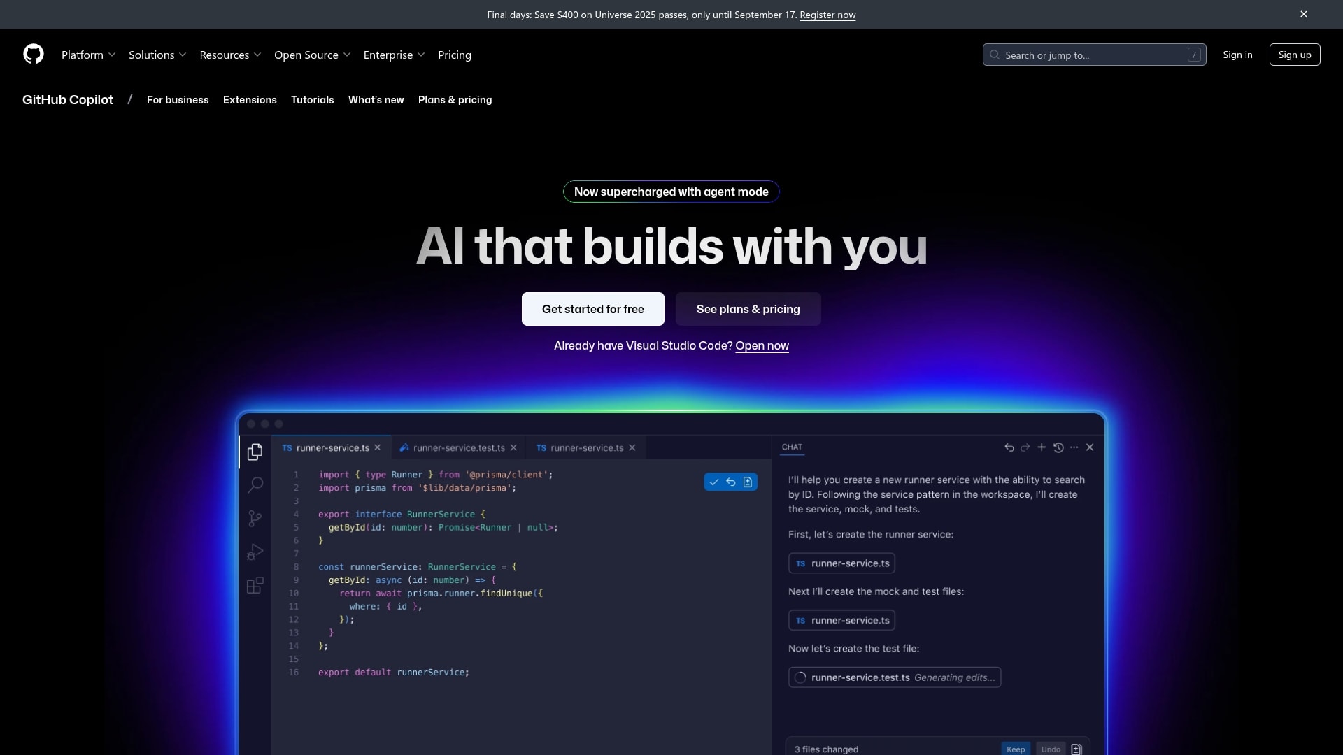 GitHub Copilot homepage