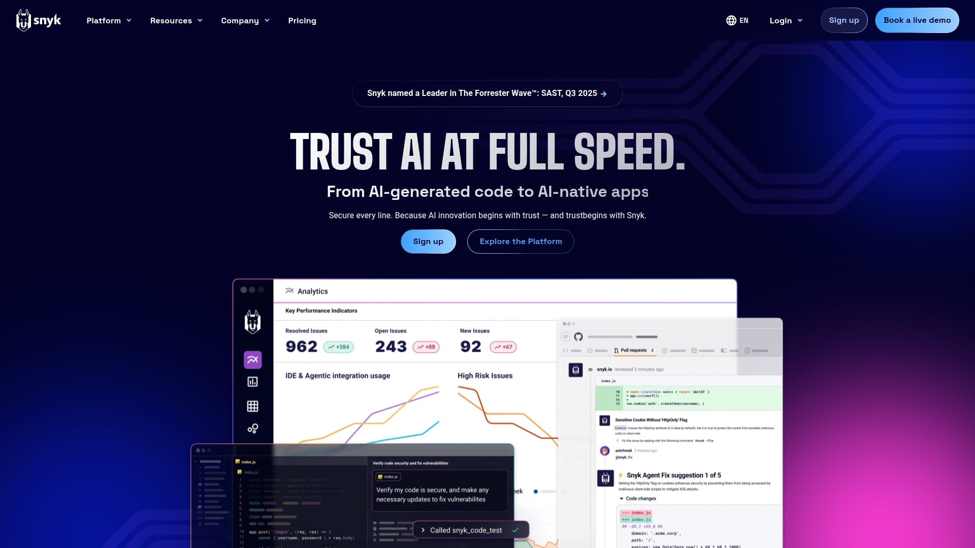 Snyk homepage
