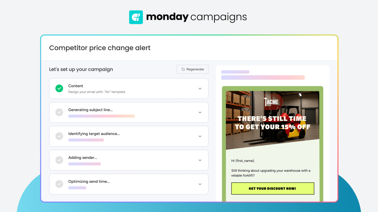 campaign build out with monday campaigns