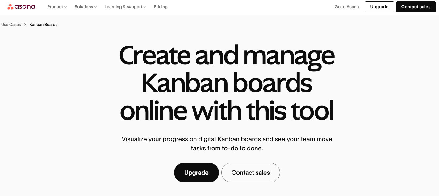 asana kanban homepage