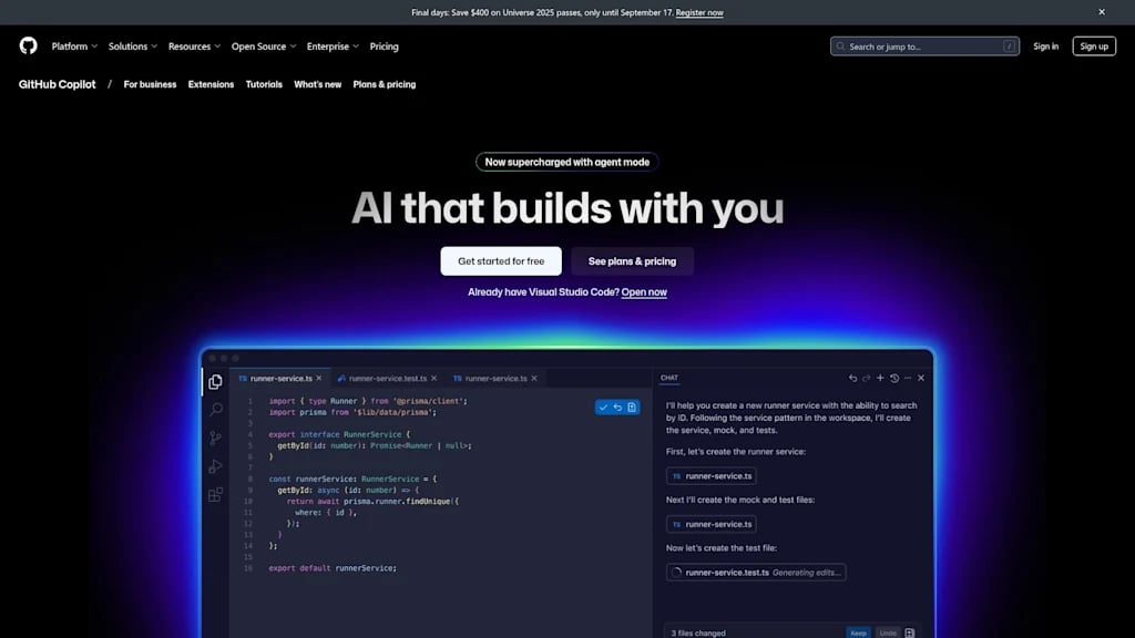 GitHub Copilot 홈페이지
