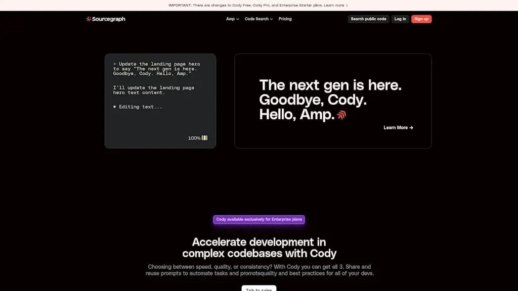 Sourcegraph 홈페이지