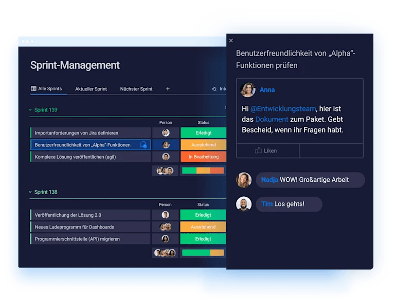 monday dev 스프린트 관리 코멘트하기