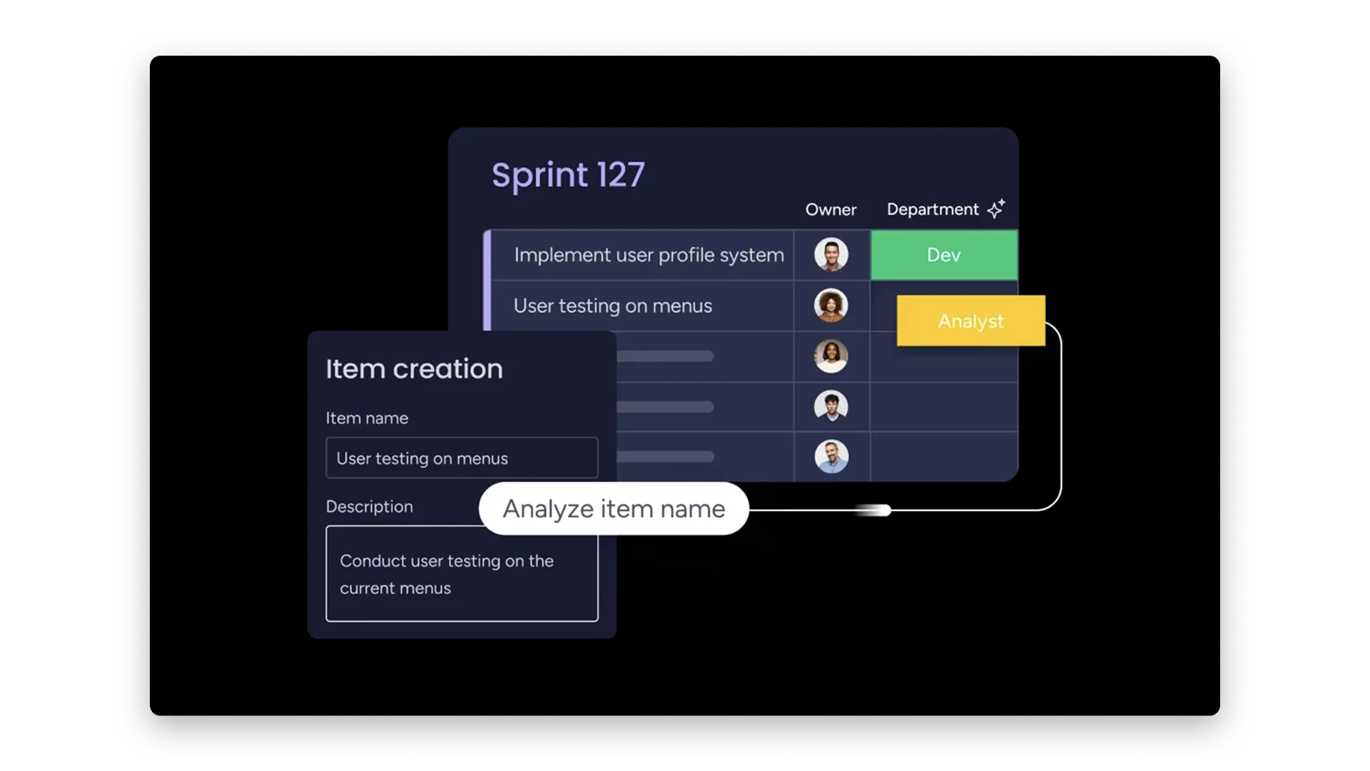 monday dev의 AI가 작업을 자동으로 분석하고 할당하는 예시