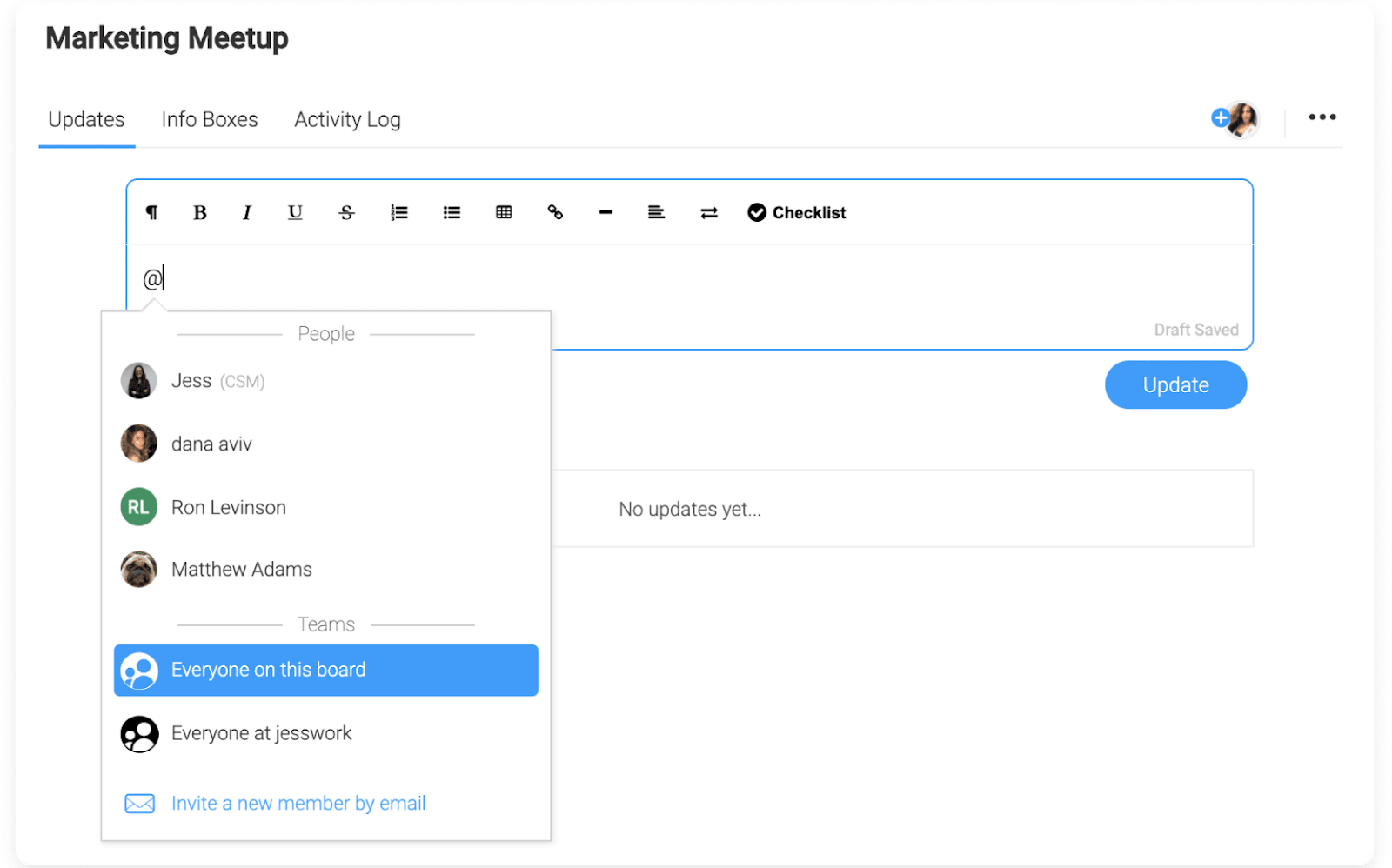 ファイル共有やコメント機能で簡単にメンションできると便利。