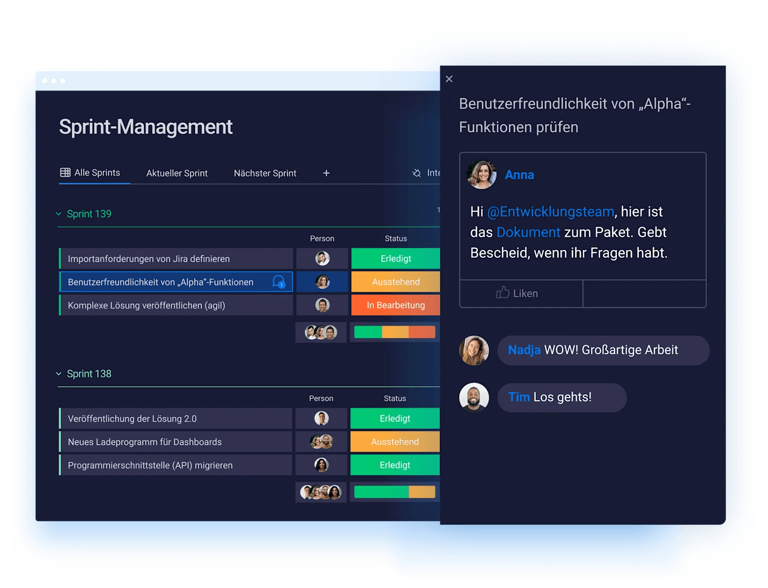 monday dev Sprint Management Kommentieren