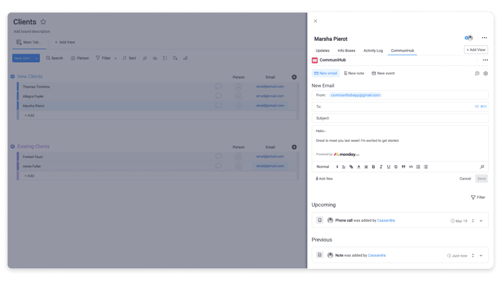 外部メールと連携して画面上で操作可能。