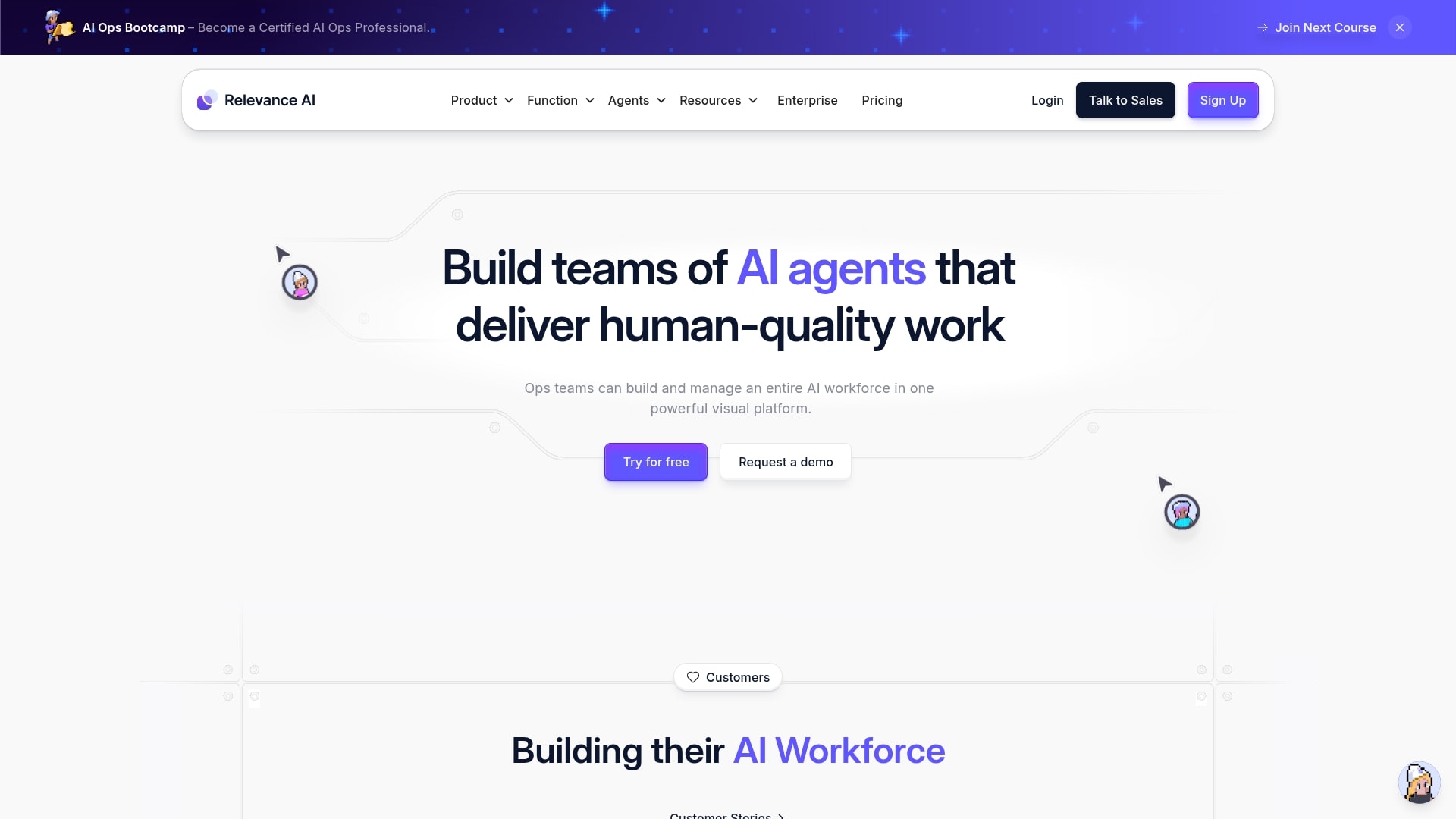 Relevance AI enterprise AI workforce platform interface