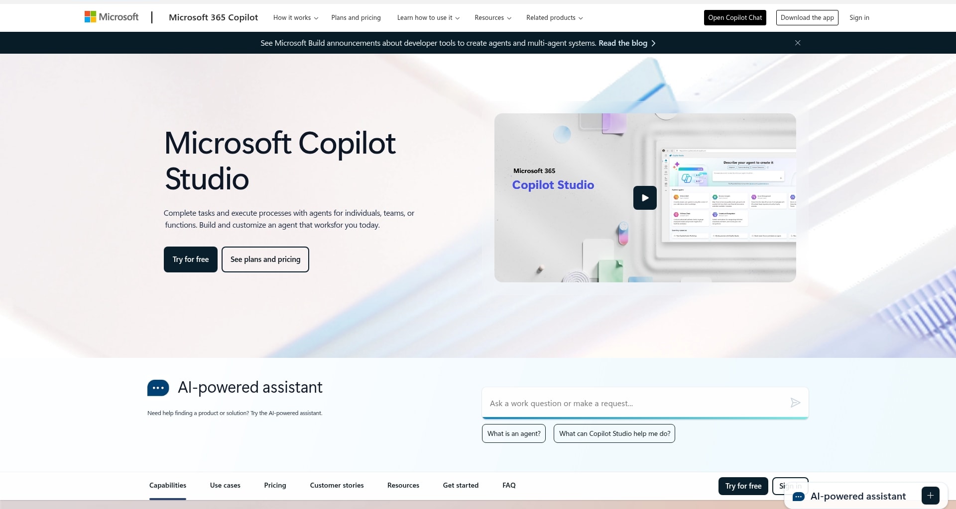Microsoft Copilot Studio AI agent platform interface