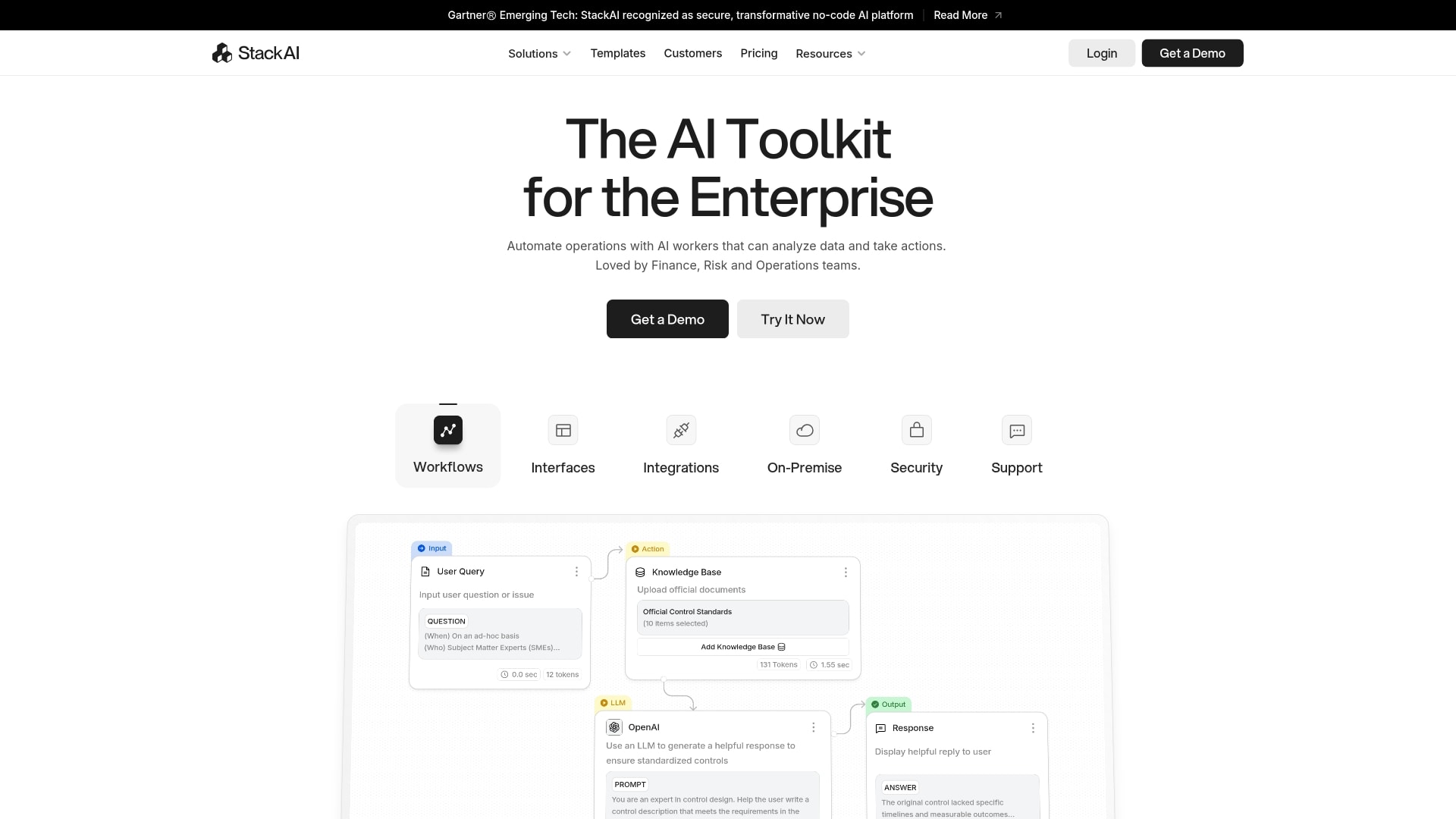 Stack AI enterprise AI automation platform interface