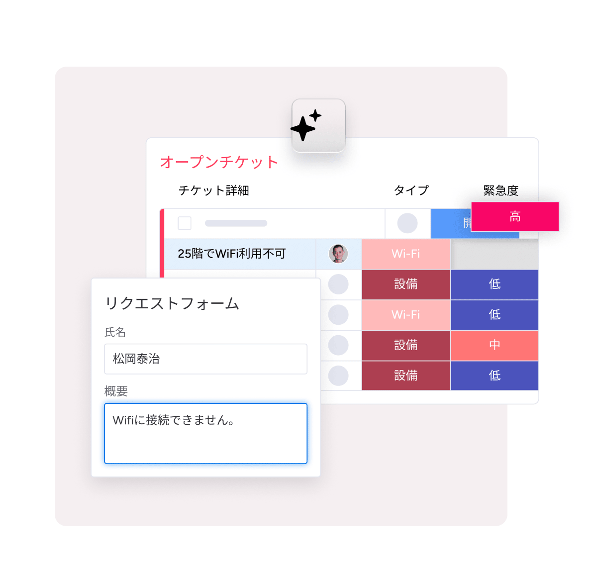 問い合わせフォームと管理シートの連携例。