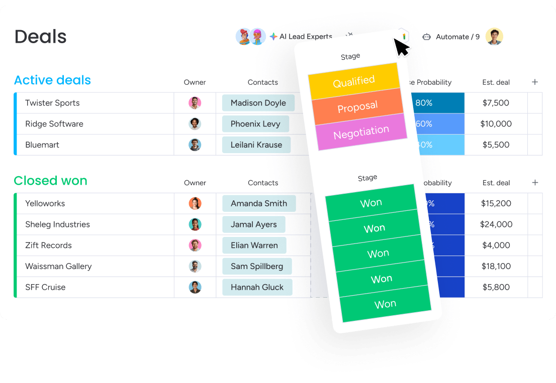Customize deals - Deals drag and drop