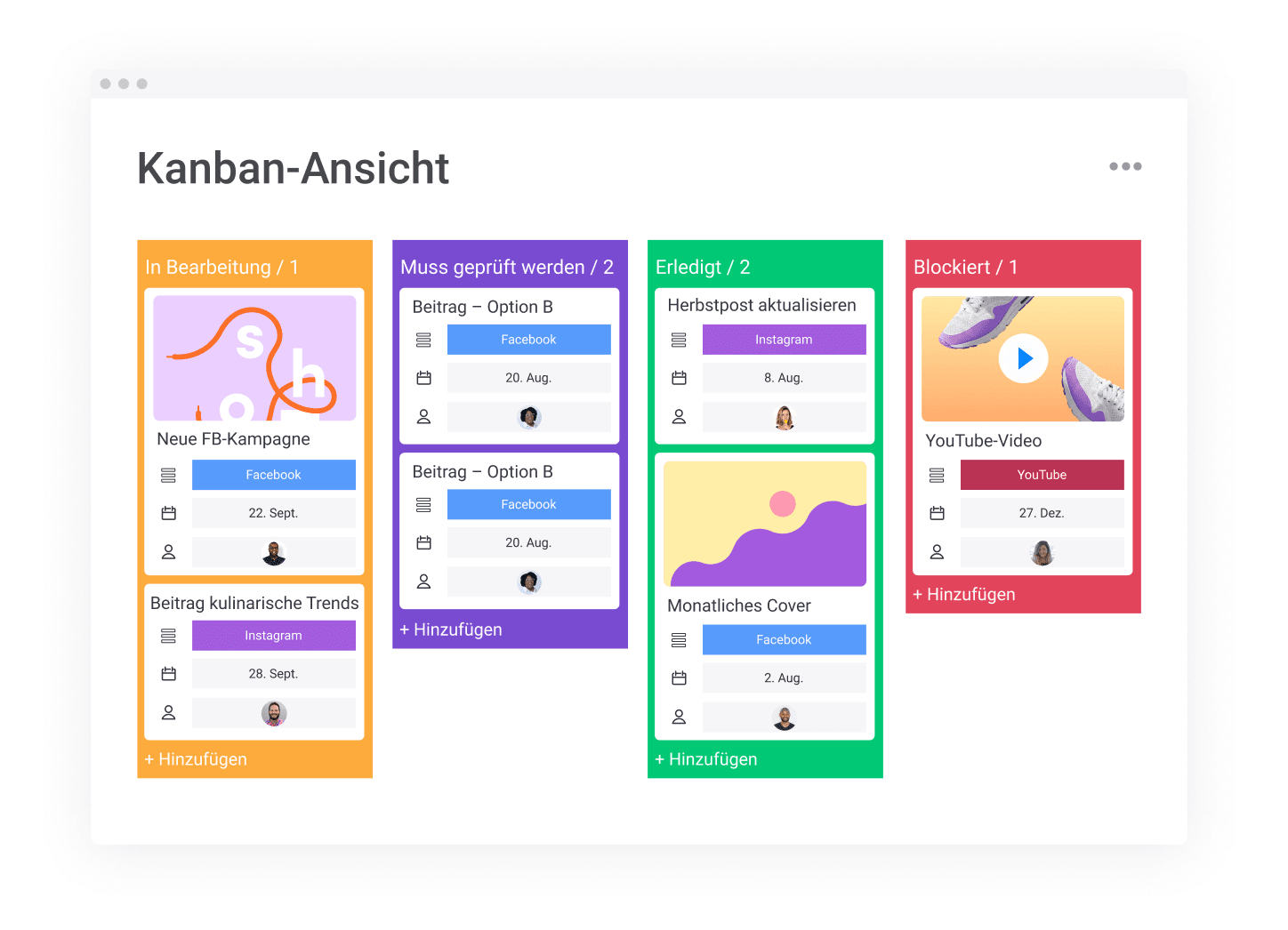 Abbildung eines Kanban Boards in monday
