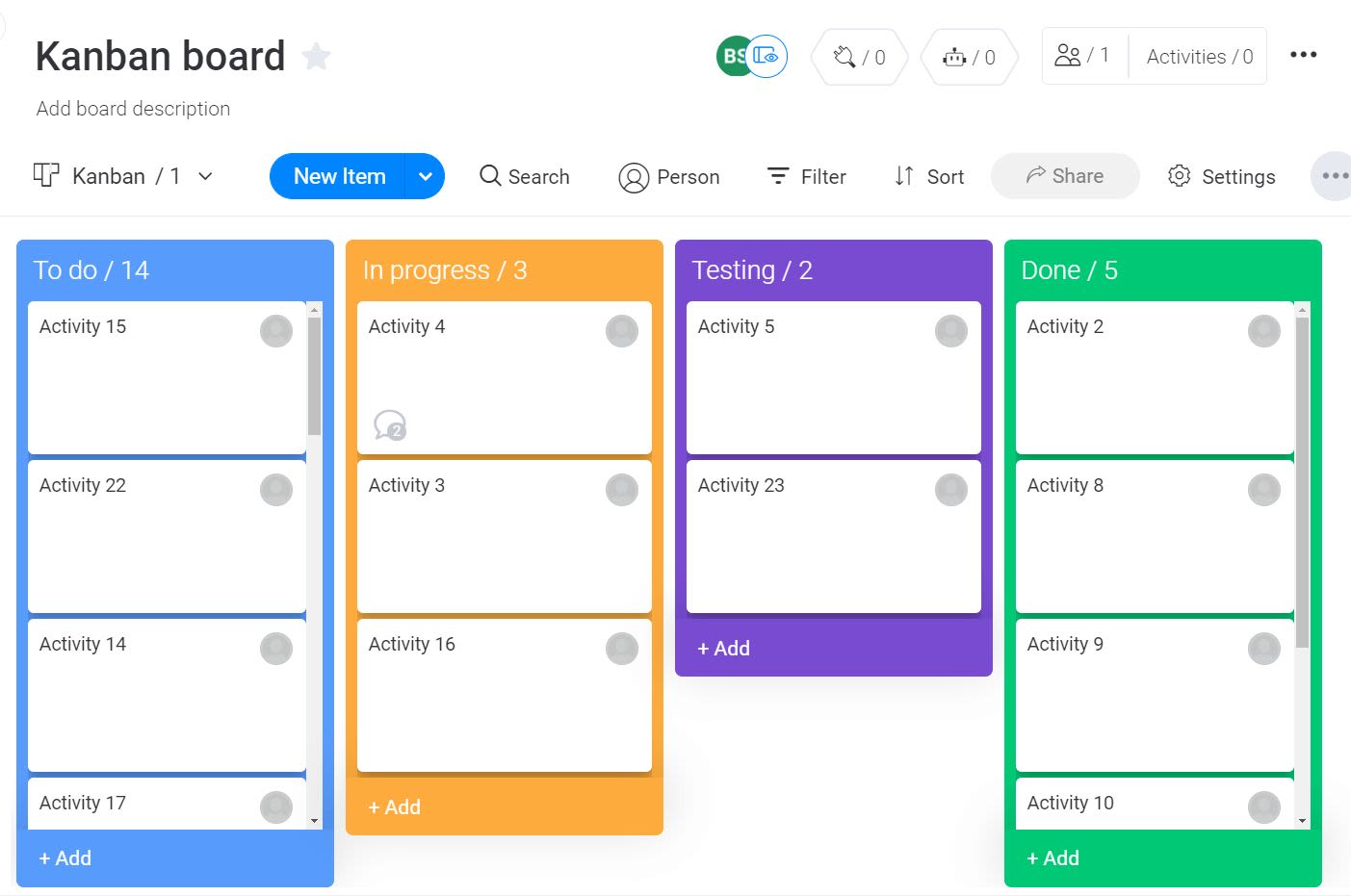 Kanban board in monday.com