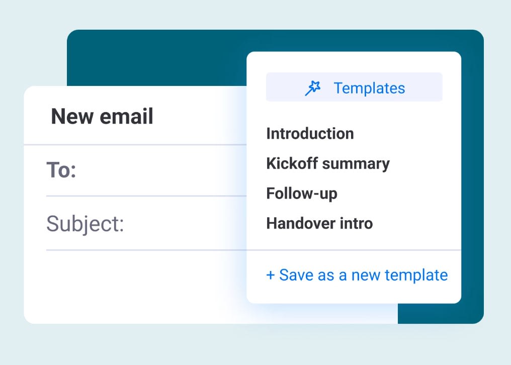 Screenshot of email templates in monday sales CRM from which you can monitor email open rates. 