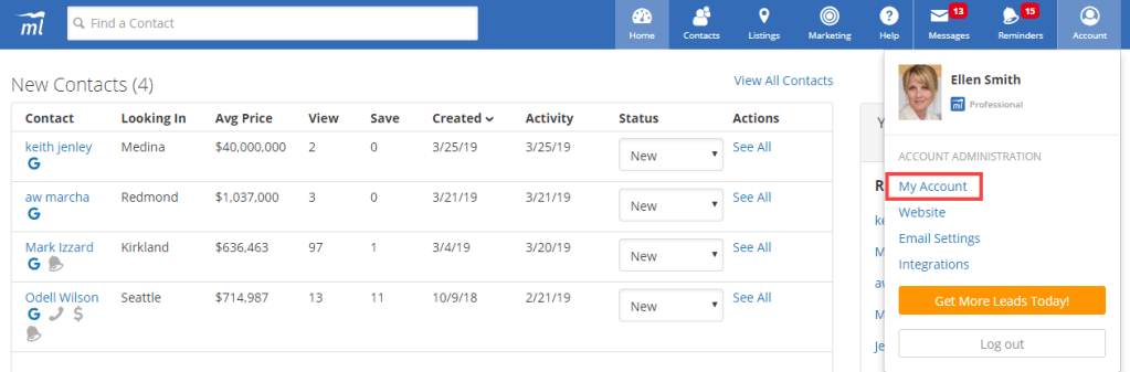 market leader crm leads view