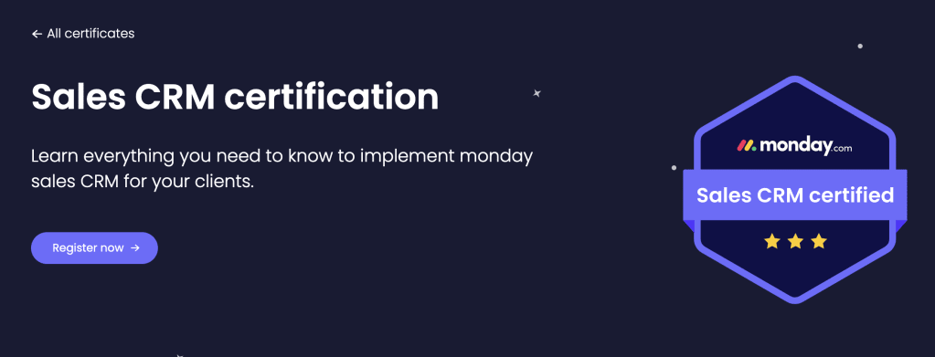 monday sales crm certification