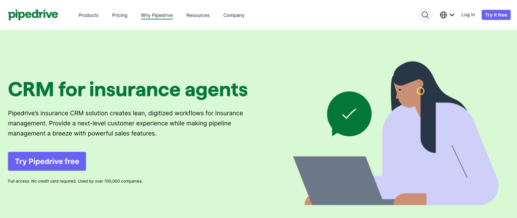 Pipedrive is an easy-to-use insurance CRM solution