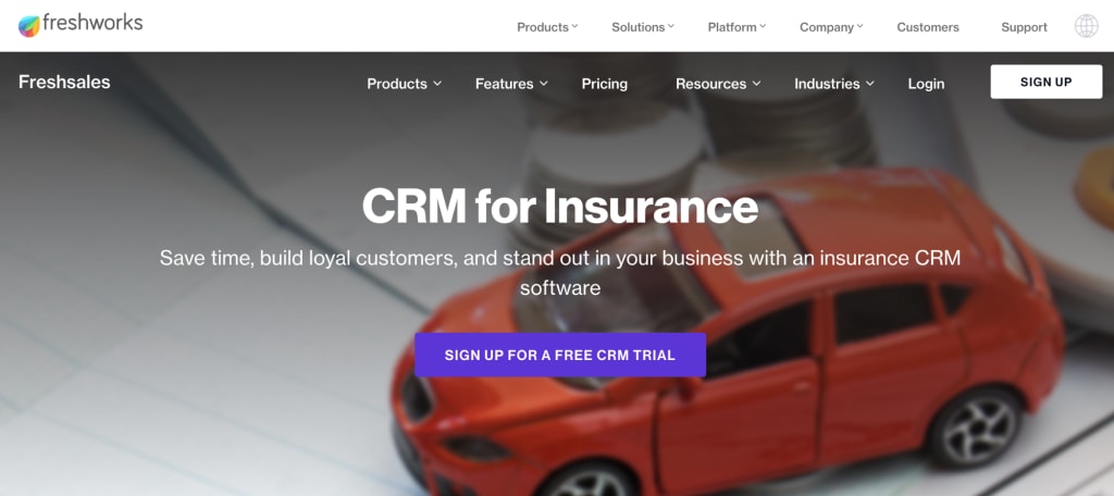 Freshworks offers an industry-specific CRM for insurance agents, starting with a free forever plan.