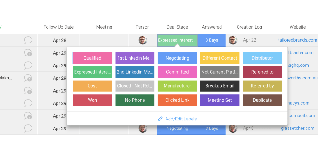 Track lead progress through your sales pipeline