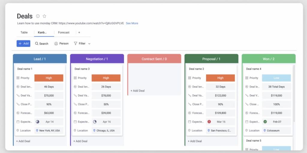 monday.com sales plan template