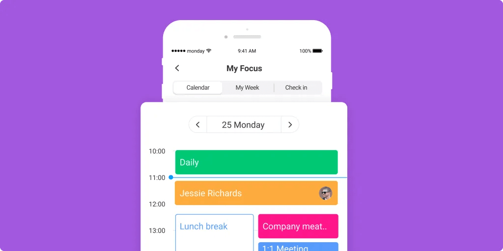 graphic of monday.com My Focus mobile app