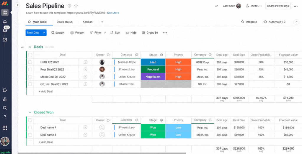 Adding the Sales & Quotes app to a board