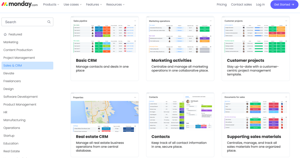 CRM and Contacts Templates in monday.com