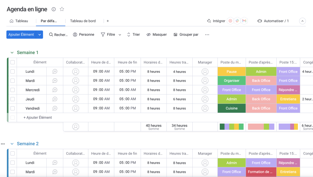 Faire un planning Journalier/Hebdomadaire sur Excel 