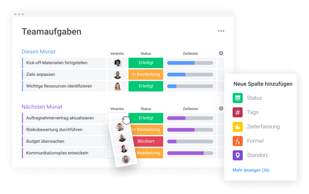 Teamaufgaben Arbeitspla nung monday.com