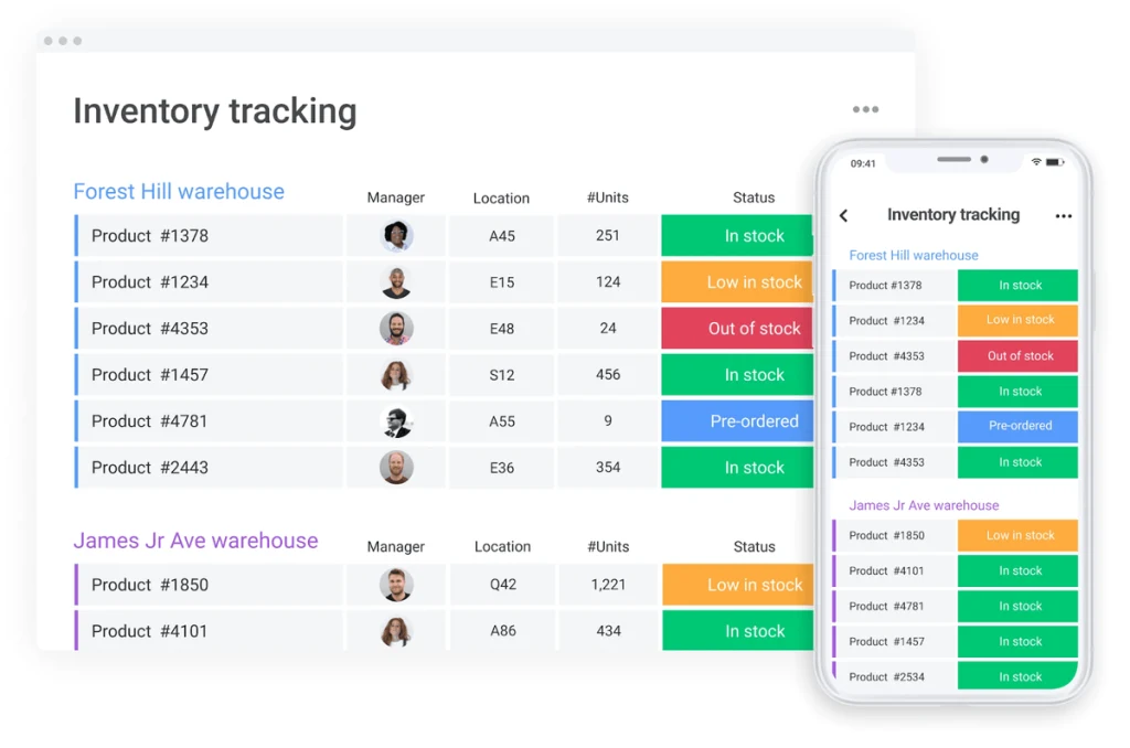 inventory tracking in monday.com