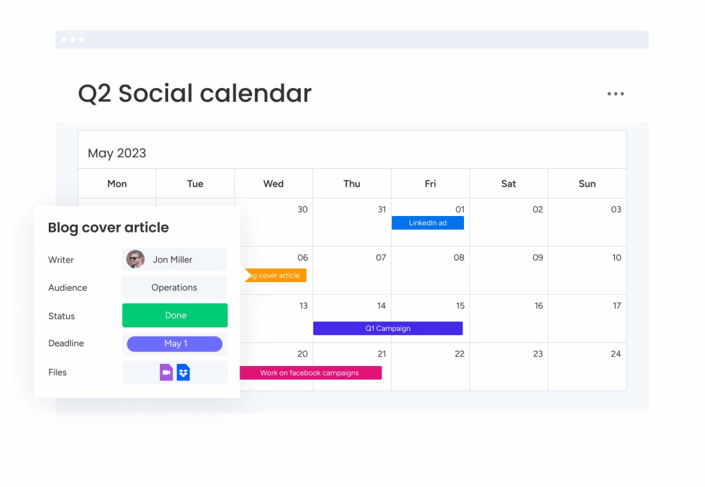 content calendar social details